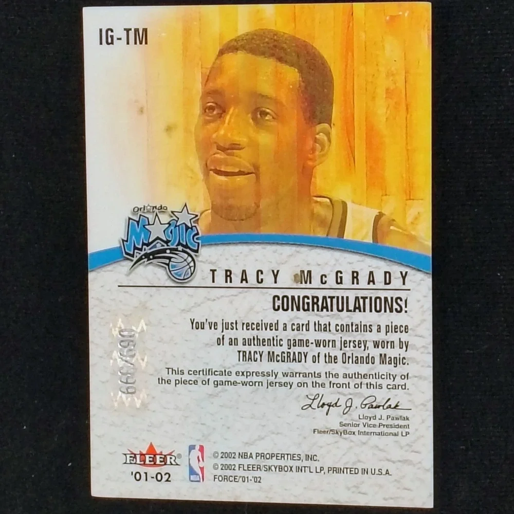 2001-02 Fleer Force - Inside the Game Tracy‎ McGrady #IG-TM Jerseys 69/399 (MEM)